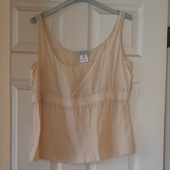 100% Silk Barneys New York Elegant Cream Sleeveless blouse Tank Top Italy boho